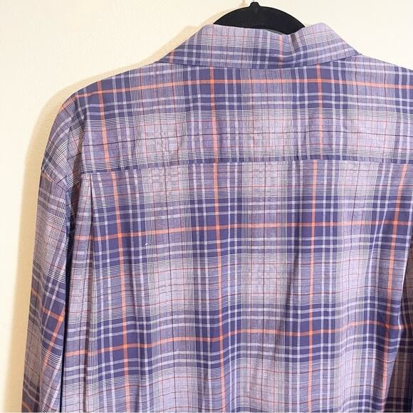 Joseph Abboud Men's Blue Plaid Collared Long Cuffed Sleeve Button-Up Shirt XL - Picture 8 of 11